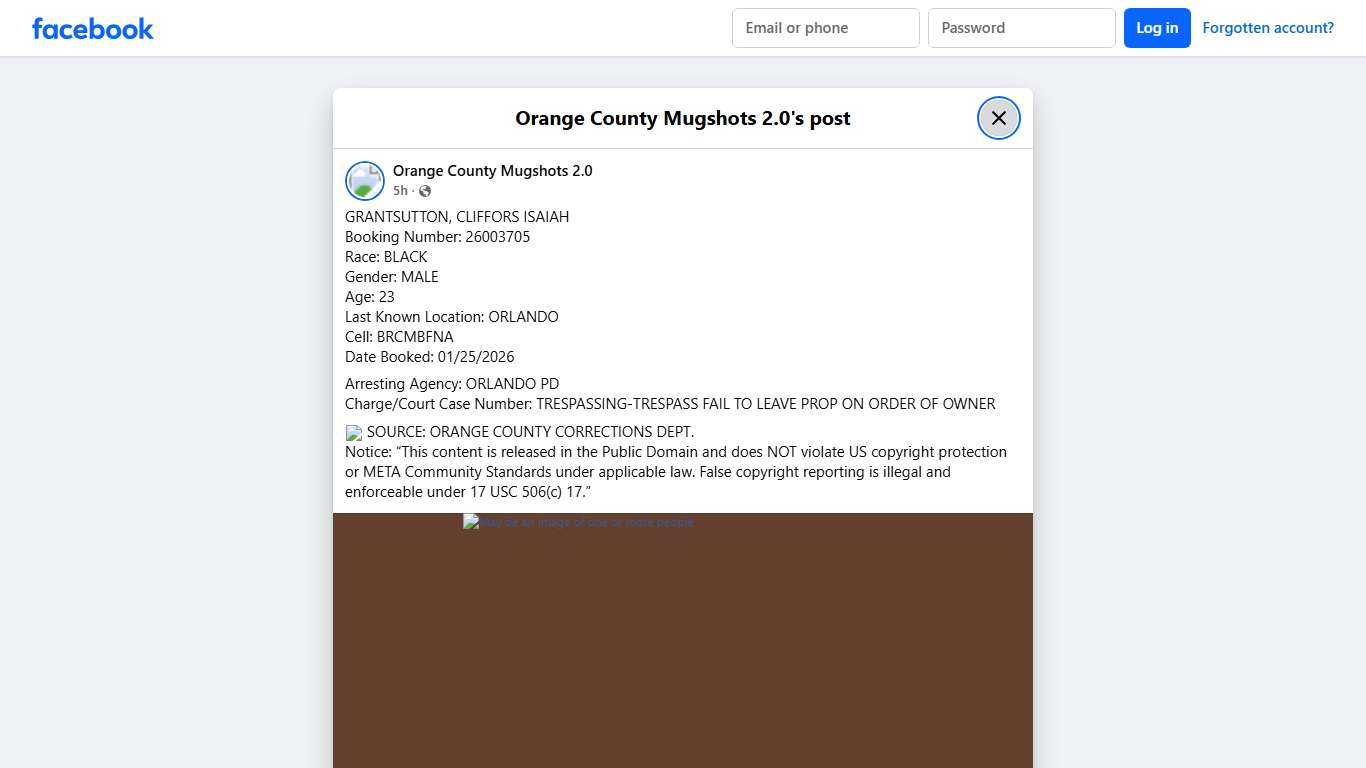 GRANTSUTTON, CLIFFORS ISAIAH... - Orange County Mugshots 2.0 Facebook